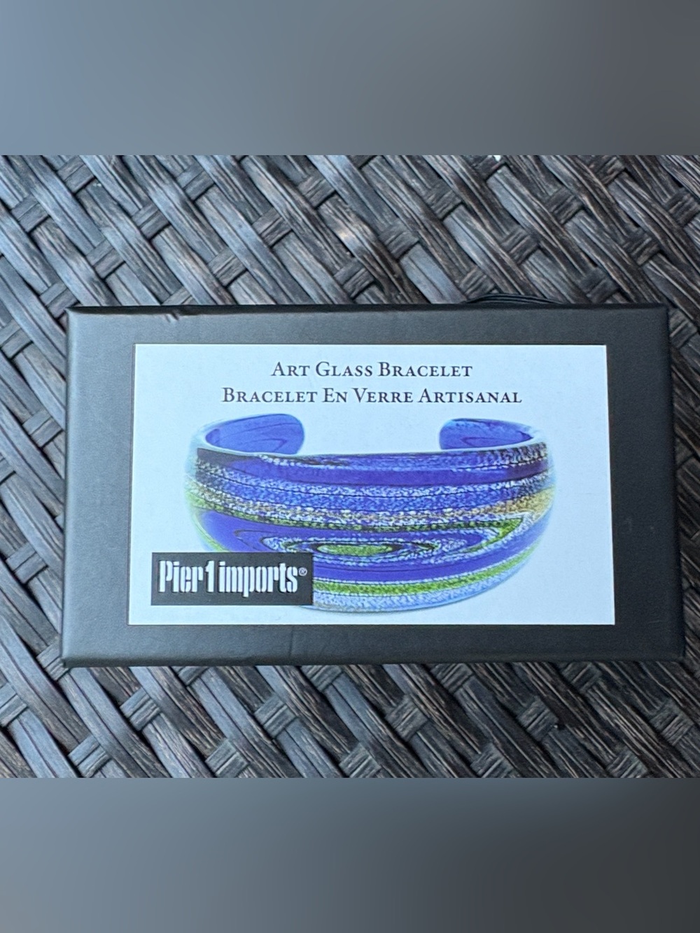 NWT in Box Pier 1 Blue & Green Art Glass Cuff Bracelet. Sz is 6.5. Beautiful 😻❤️ - Picture 3 of 12